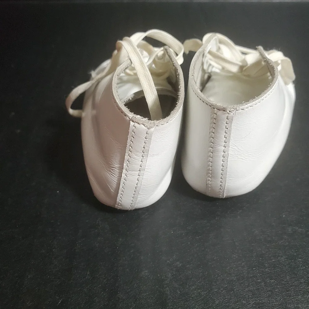 VTG Buster Brown White Leather Infant Bootie Shoes Size 3B Baby Lace Up